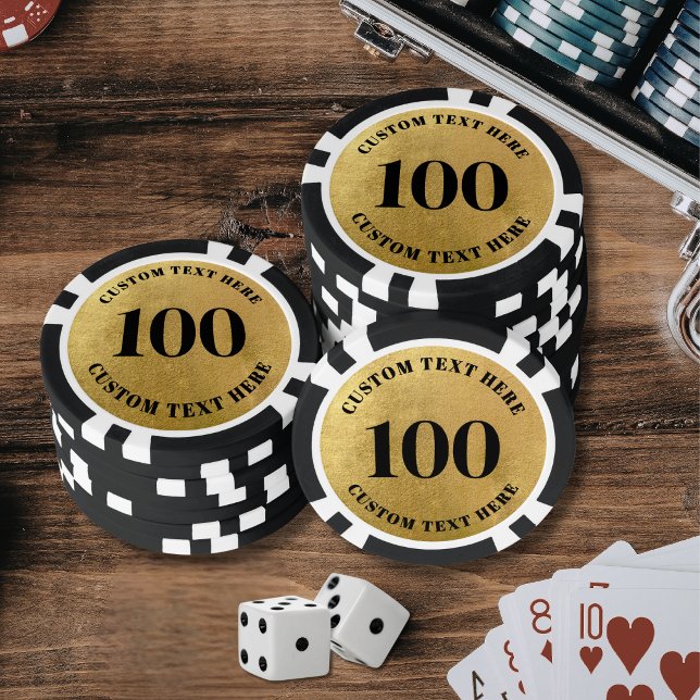 Personalisierte 100 nummerierte Gold Pokerchips (Gold 100 Numbered Poker Chips)