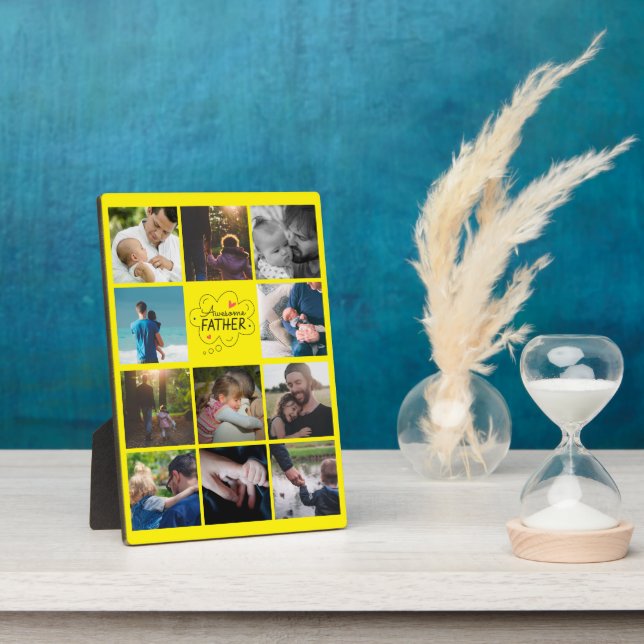 Personalisierte 11-Foto-Collage Bester Vater je Ge Fotoplatte (Seite)