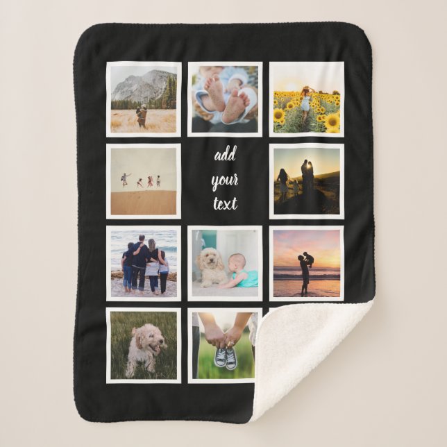 Personalisierte 11-Foto-Collage Sherpadecke (Vorderseite)