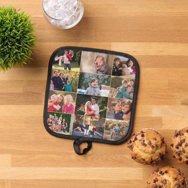 Personalisierte 12-Produktfamilie Foto Collage Gol Topflappen (Oben Unten)