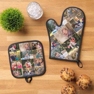 Personalisierte 17-Produktfamilie Foto Collage Gol Ofenhandschuh & Topflappen-Set