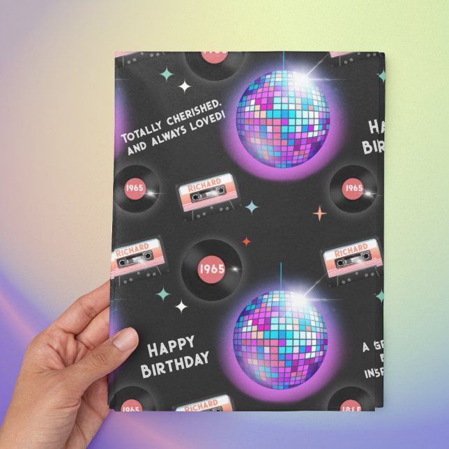 Personalisierte 1960er Jahre Disco Grotto America  Geschenkpapier Set (Disco-inspired birthday gift wrap for 1960s music lovers. Party on! )