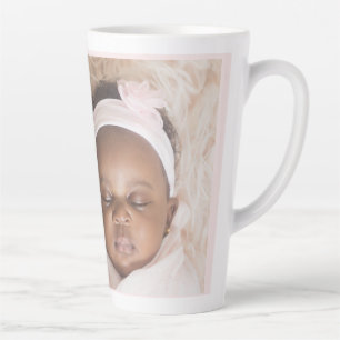 Personalisierte 1-Foto-Babystühle in Rosa und Weiß Milchtasse
