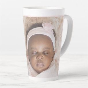Personalisierte 1-Foto-Babystühle in Rosa und Weiß Milchtasse