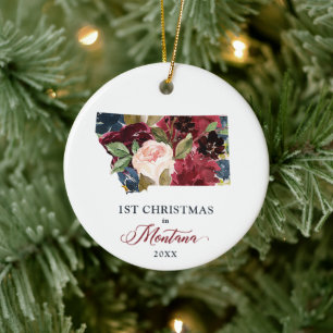 Personalisierte 1. Weihnachten in Montana Staat Ru Keramik Ornament