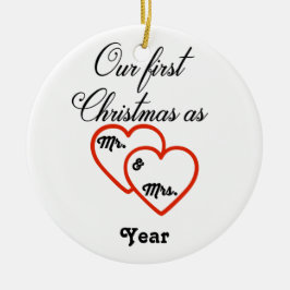 Personalisierte 1. Weihnachtsfeier als Herr & Mrs. Keramik Ornament