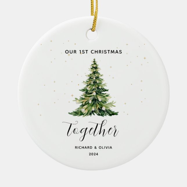 Personalisierte 1. Weihnachtsfeier Keramik Ornament (Vorne)