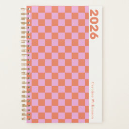Personalisierte 2025 Retro Rosa Orange-Karton Planer