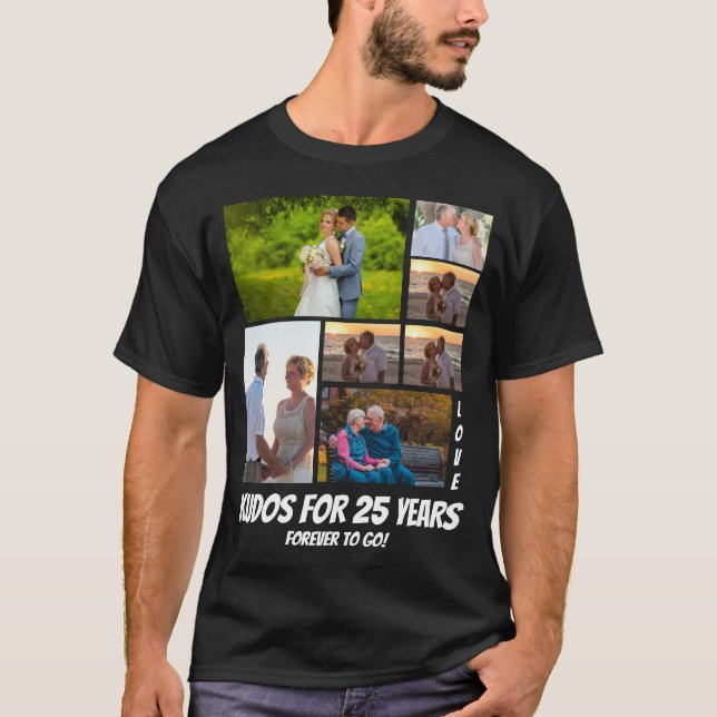 Personalisierte 25 Jahre Jubiläum 7 Foto Collage T T-Shirt (Vorderseite)