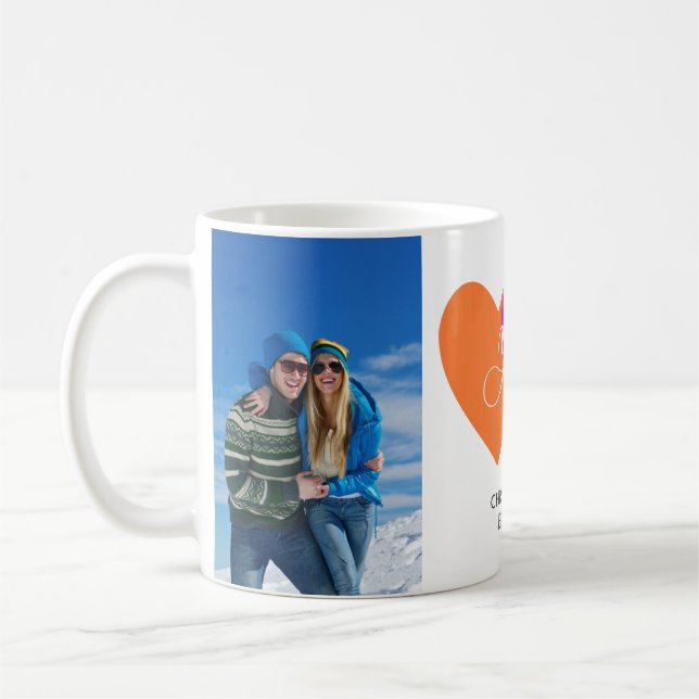Personalisierte 2 Foto-Herzen Sie u. ich Kaffeetasse (Links)