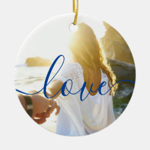 Personalisierte 2 Fotos und Liebe von Skripttext Keramik Ornament