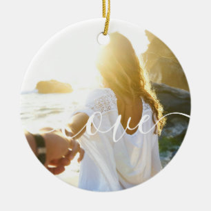 Personalisierte 2 Fotos und Liebe von Skripttext Keramik Ornament