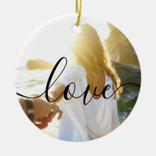 Personalisierte 2 Fotos und Liebe von Skripttext Keramik Ornament