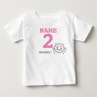 Personalisierte 2. Geburtstagsweißkatze Baby T-shirt