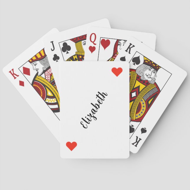 Personalisierte 2-rote-Herzen-Spielkarten Spielkarten (Rückseite)