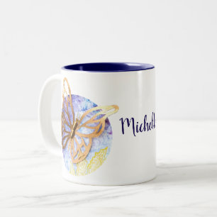 Personalisierte 2-Töne-Tasse mit Schmetterling Zweifarbige Tasse