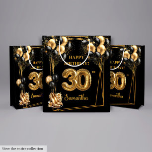Personalisierte 30. Geburtstagsgeschenktasche Schw Mittlere Geschenktüte