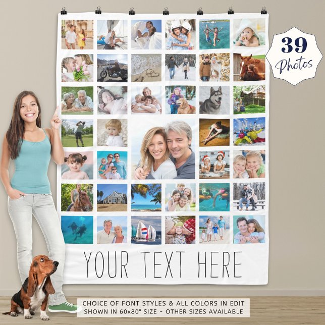 Personalisierte 39-Bild-Collage - benutzerdefinier Fleecedecke (Von Creator hochgeladen)