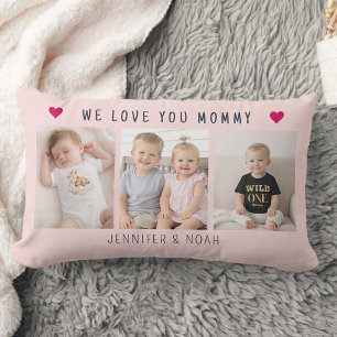 Personalisierte 3-Foto-Collage für Mama Rosa Lendenkissen