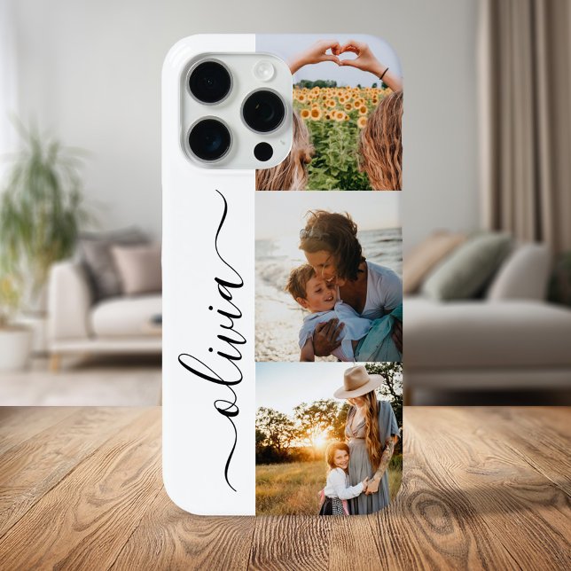 Personalisierte 3-Foto-Collage mit Monogramm iPhone Hülle (Von Creator hochgeladen)