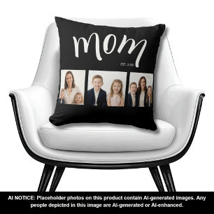 Personalisierte 3-Foto-Collage Schwarze Mama Est J Kissen