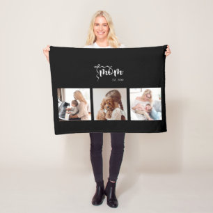 Personalisierte 3-Foto-Collage Schwarze Mutter Est Fleecedecke