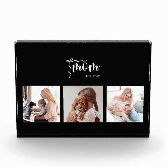 Personalisierte 3-Foto-Collage Schwarze Mutter Est Fotoblock (Vorderseite)