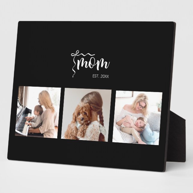 Personalisierte 3-Foto-Collage Schwarze Mutter Est Fotoplatte (Seite)