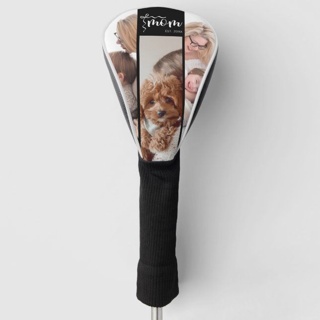 Personalisierte 3-Foto-Collage Schwarze Mutter Est Golf Headcover (Vorderseite)