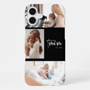 Personalisierte 3-Foto-Collage Schwarze Mutter Est iPhone 16 Plus Hülle
