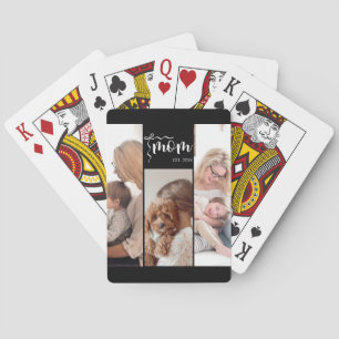 Personalisierte 3-Foto-Collage Schwarzes Mutti-Jah Spielkarten