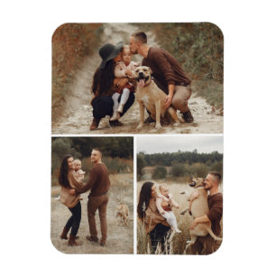 Personalisierte 3 Foto Grid Gallery Collage Famili Magnet