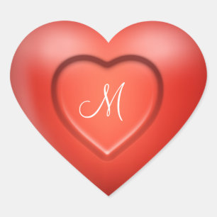 Personalisierte 3D-Monogramm Herz-Aufkleber