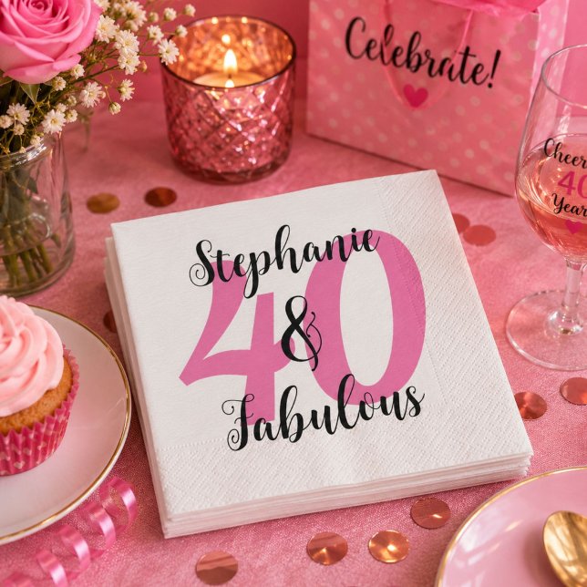 Personalisierte 40 & Fabulous Geburtstagsfeier  Serviette (Von Creator hochgeladen)