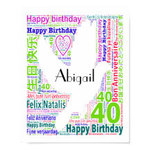 Personalisierte 40. Geburtstag Word Art Print