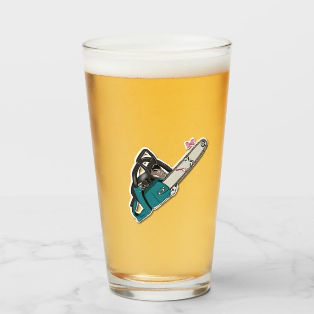 Personalisierte 473 ml Trinkglas mit Kettensägen-D Glas (Vorne (Gefüllt))