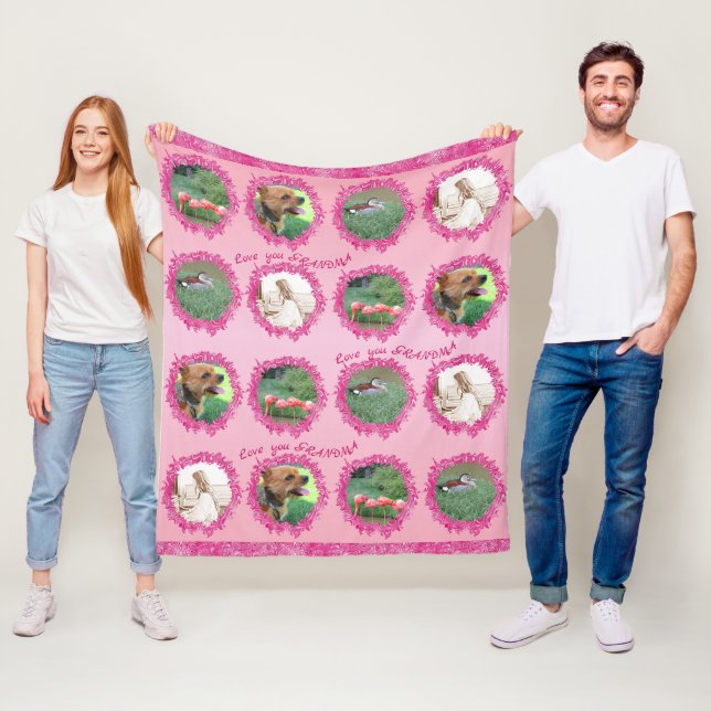 Personalisierte 4 Foto benutzerdefinierte Text Lie Fleecedecke (Beispiel)