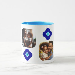 Personalisierte 4-Foto Blauer Bauch-Augapfel-Amule Tasse