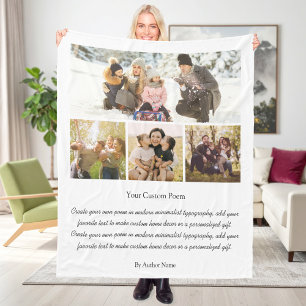 Personalisierte 4-Foto-Collage mit Gedicht Fleecedecke