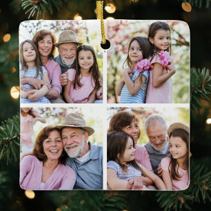 Personalisierte 4-Foto-Collage Weihnachten Keramikornament