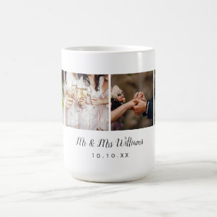Personalisierte 4 Hochzeit-Foto-Story-Collage Kaffeetasse