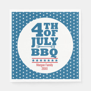 Personalisierte 4. Juli BBQ-Party Blauster Serviette