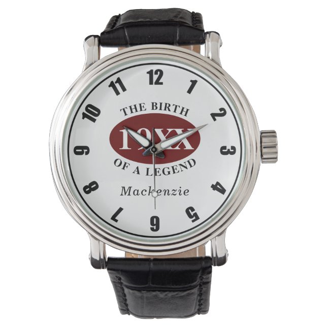 Personalisierte 50. Geburtstagsfeier Retro-Geburt  Armbanduhr (Vorderseite)