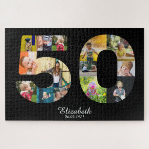 Personalisierte 50. GeburtstagsfotoCollage 14 Bild Puzzle