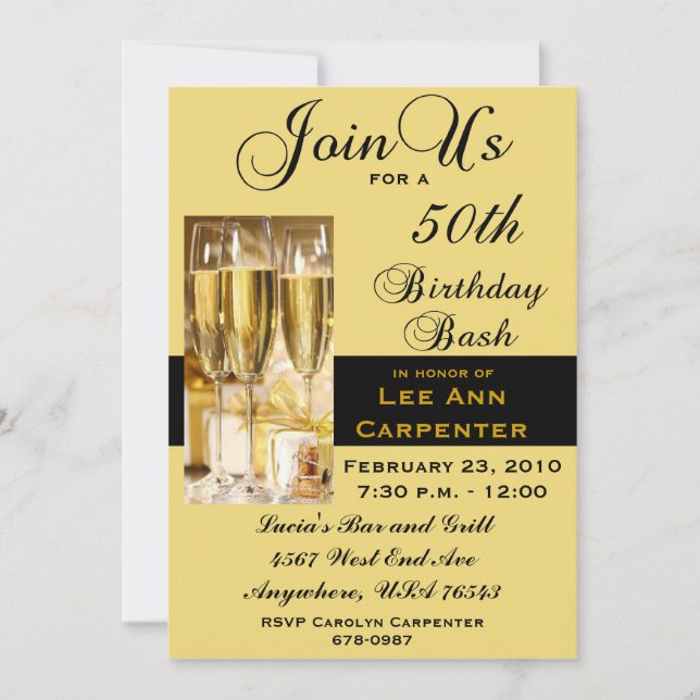 Personalisierte 50. Geburtstagsparty Einladung (Vorderseite)