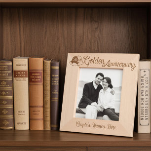 Personalisierte 50. Goldene Hochzeitsszenarien Geätzte Rahmen