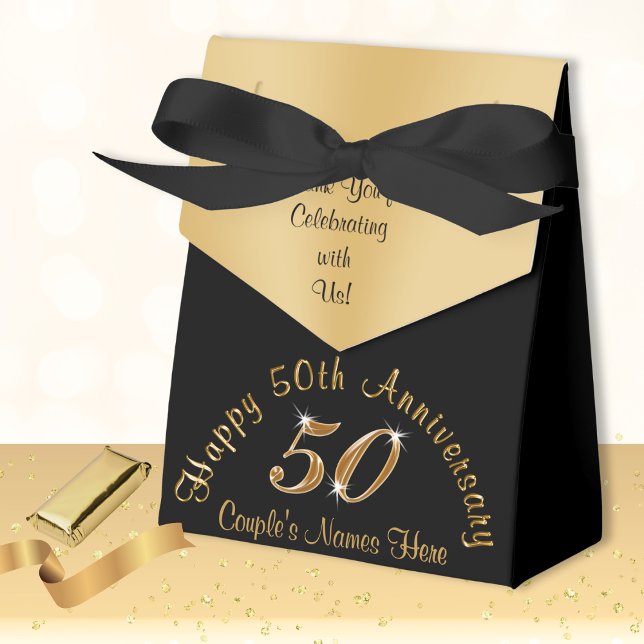 Personalisierte, 50. Hochzeitstag-Jubiläumsdosen Geschenkschachtel (50th anniversary boxes. Personalized Gold and Black Anniversary. 50th anniversary favor boxes. )