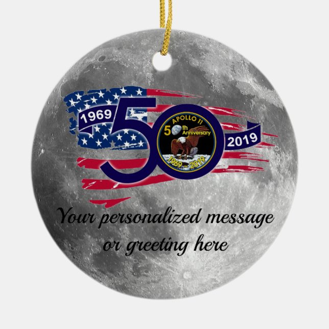 Personalisierte 50. Jahrestag Apollo 11 Keramikornament (Vorne)