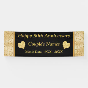 Personalisierte 50. Jahrestags-Fahne, Schwarzes, Banner