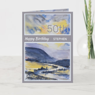 Personalisierte 50. Landschaftliche Geburtstagskar Karte